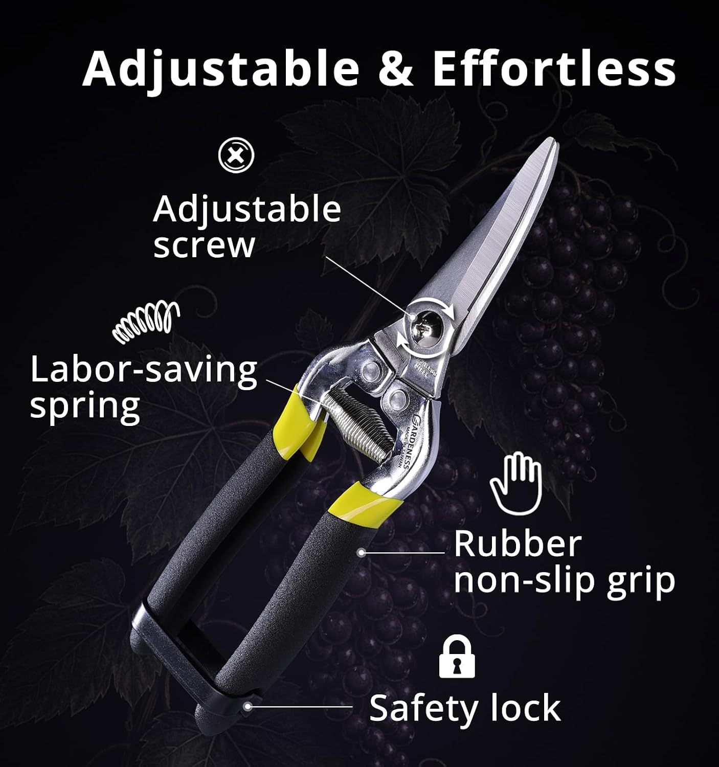 Pruning Shear Straight Pruning Snip 2PCS Stainless Steel Florist Scissors, Multi-Tasking Precision Hand Pruner Herb Snips Flower Clippers Bonsai Trimmers Ergonomic Handle Garden shear