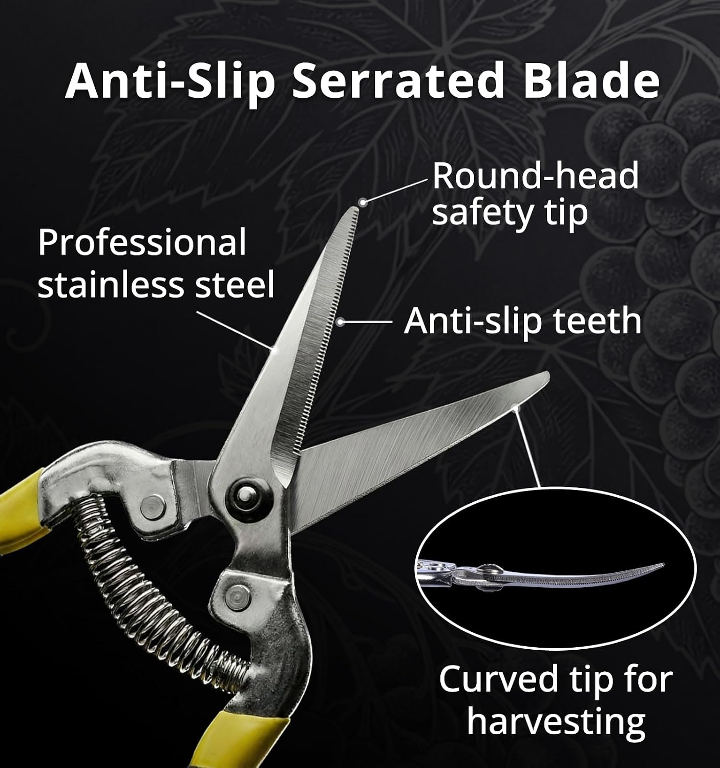 Pruning Shear Straight Pruning Snip 2PCS Stainless Steel Florist Scissors, Multi-Tasking Precision Hand Pruner Herb Snips Flower Clippers Bonsai Trimmers Ergonomic Handle Garden shear