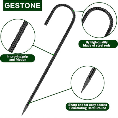 20 PCS Garden Ground Stakes 12" Rebar Stakes Heavy Duty J Shape