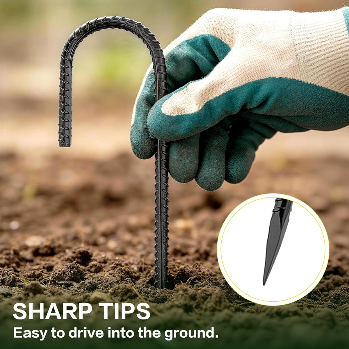 20 PCS Garden Ground Stakes 12" Rebar Stakes Heavy Duty J Shape