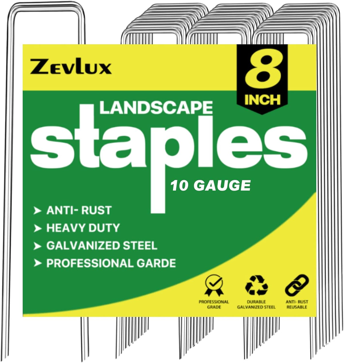 Landscape Staples Galvanized Garden Stakes,4 inch 50 Pack 12 Gauge Heavy Duty Garden Pins for Fences, Lawns, Weed Barriers and Landscape Fabrics, Irrigation Hose,Yard Lawn, Landscape Fabric.