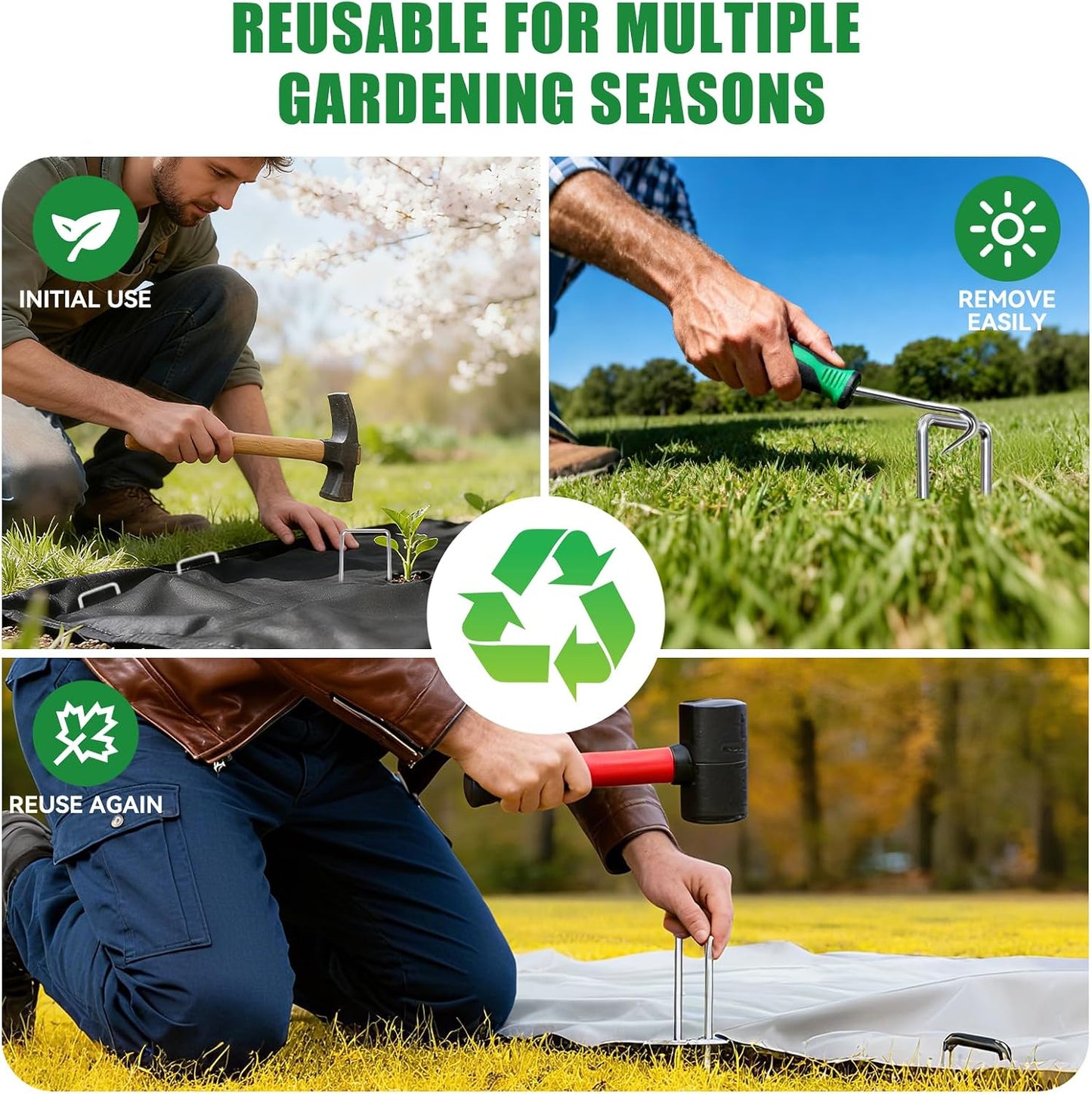 Landscape Staples Galvanized Garden Stakes,4 inch 50 Pack 12 Gauge Heavy Duty Garden Pins for Fences, Lawns, Weed Barriers and Landscape Fabrics, Irrigation Hose,Yard Lawn, Landscape Fabric.