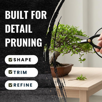 SenkichiKin Bonsai Scissors 7in (180mm) – Made in Japan Pruning Shears, Sharp Carbon Steel for Precision Trimming, Lightweight Tool for Bonsai, Flowers & Indoor Plants