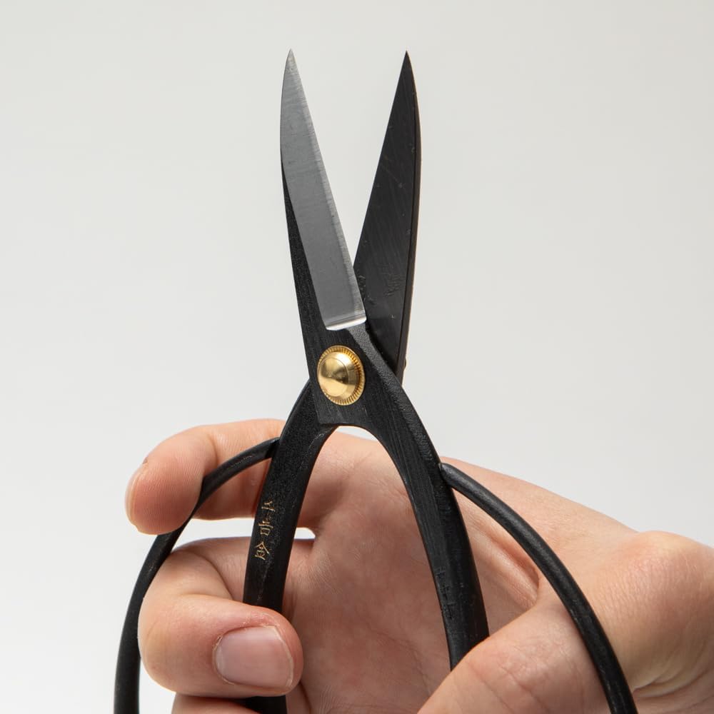 SenkichiKin Bonsai Scissors 7in (180mm) – Made in Japan Pruning Shears, Sharp Carbon Steel for Precision Trimming, Lightweight Tool for Bonsai, Flowers & Indoor Plants