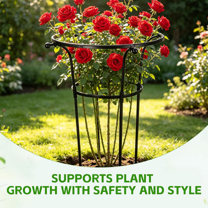 2 Pack Large Peony Cages and Supports, 26" H x 20" D Grow Through Plant Support Rings, Sturdy Garden Trellis, Plastic Rings with Stainless Steel Core Stakes for Peonies, Roses & Top-Heavy Blooms