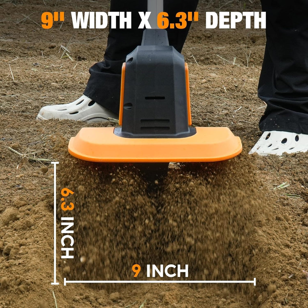 Cordless Tiller Cultivator for Gardening, 9" Width 6.6" Depth