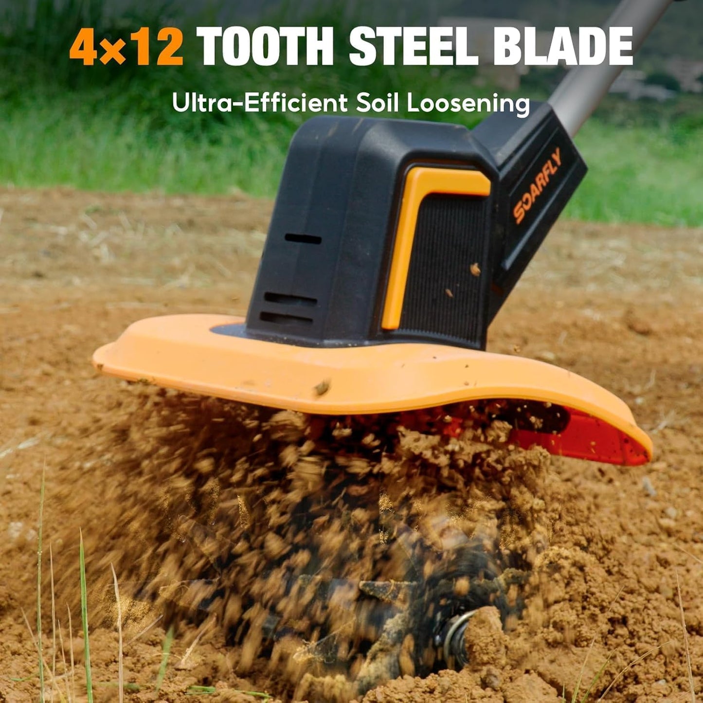 Cordless Tiller Cultivator for Gardening, 9" Width 6.6" Depth