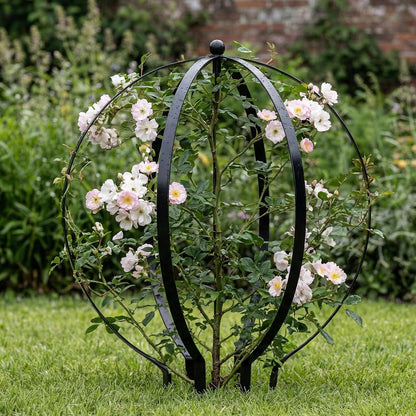 4 PCS Large Metal Round Trellis for Climbing Plants, Heavy Duty Thick Rustproof Obelisk, Garden Sphere Frame for Potted Roses Vines, Outdoor Garden Decor, Easy Assembly (25.2" x 21.3")