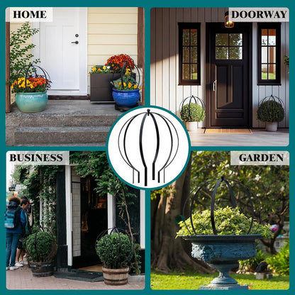 4 PCS Large Metal Round Trellis for Climbing Plants, Heavy Duty Thick Rustproof Obelisk, Garden Sphere Frame for Potted Roses Vines, Outdoor Garden Decor, Easy Assembly (25.2" x 21.3")