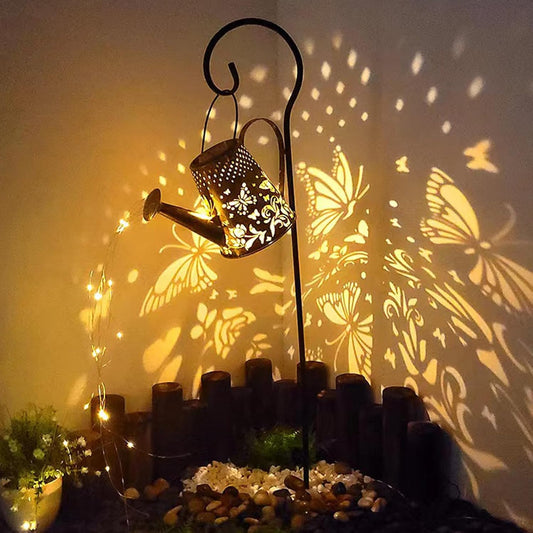 Solar Watering Can Lights Outdoor Garden,LED Butterfly Light(with Bracket)