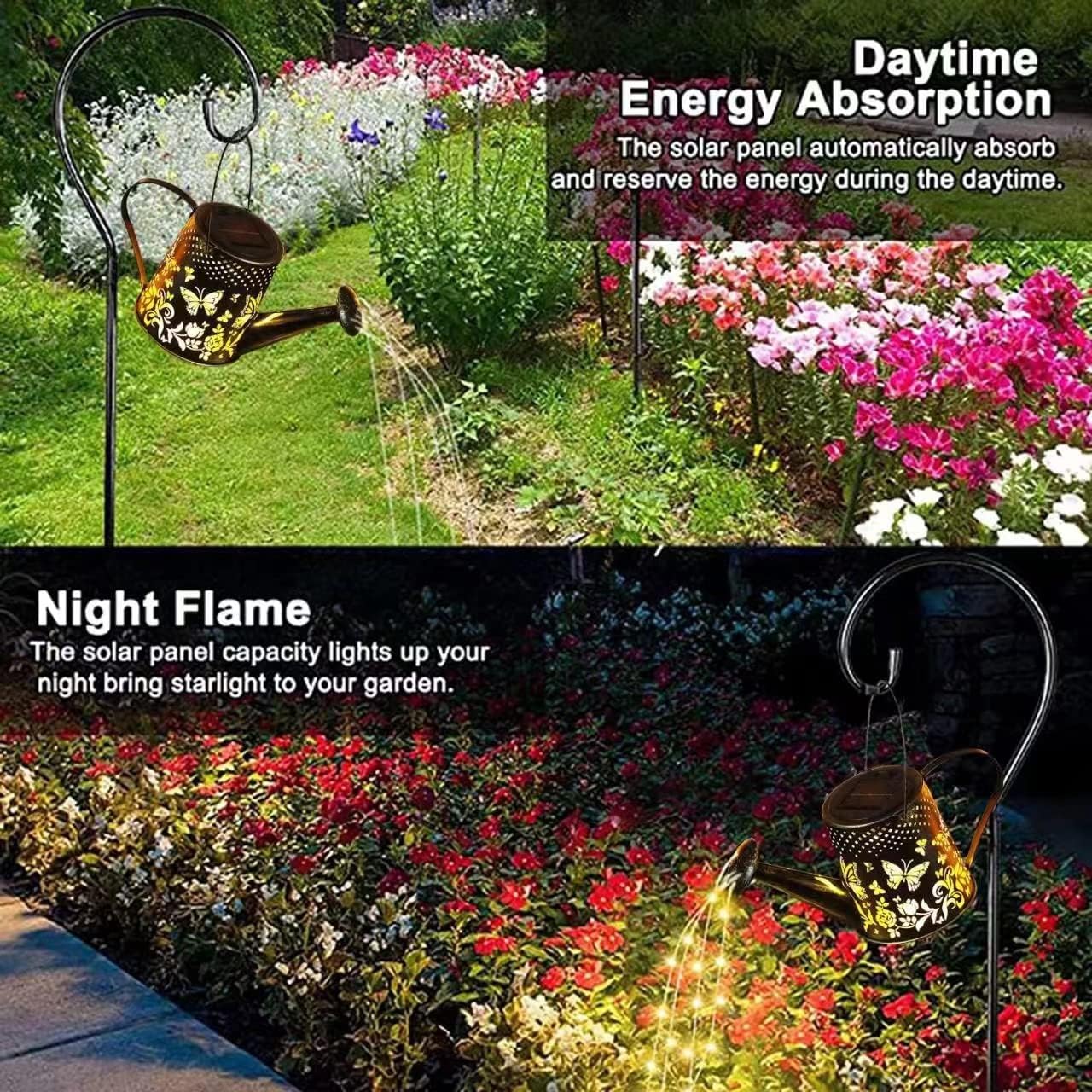Solar Watering Can Lights Outdoor Garden,LED Butterfly Light(with Bracket)