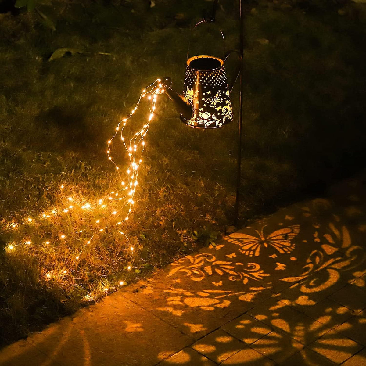 Solar Watering Can Lights Outdoor Garden,LED Butterfly Light(with Bracket)