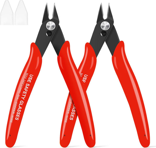 2pcs Red 5" Micro Flush Cutters for Electronics Crafts