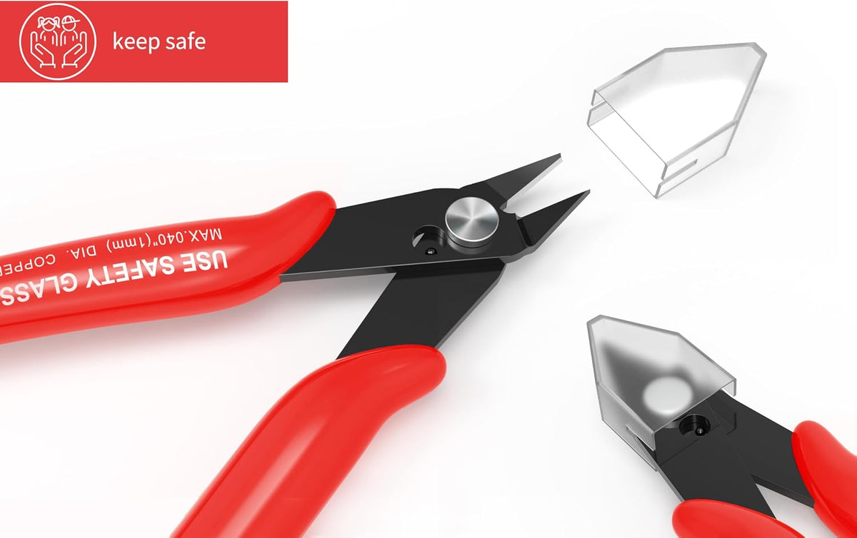 2pcs Red 5" Micro Flush Cutters for Electronics Crafts