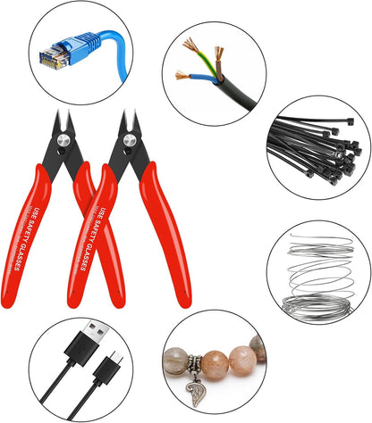 2pcs Red 5" Micro Flush Cutters for Electronics Crafts