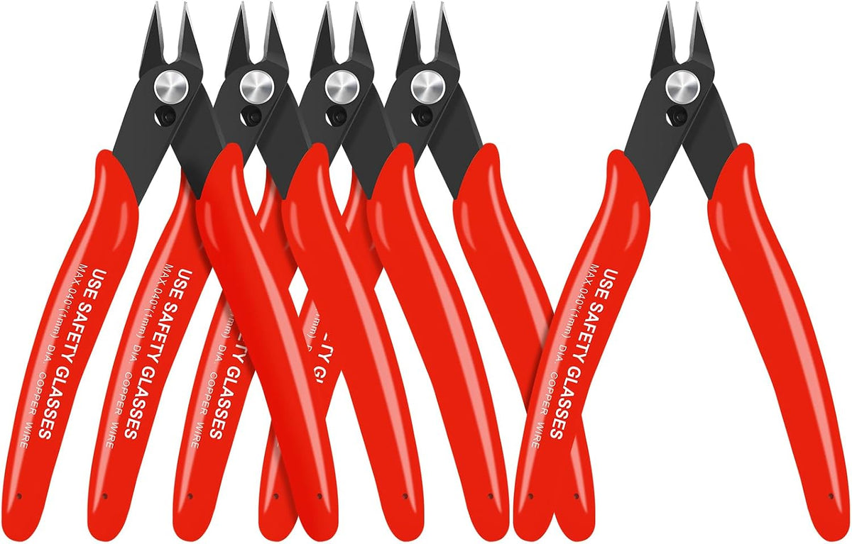 2pcs Red 5" Micro Flush Cutters for Electronics Crafts
