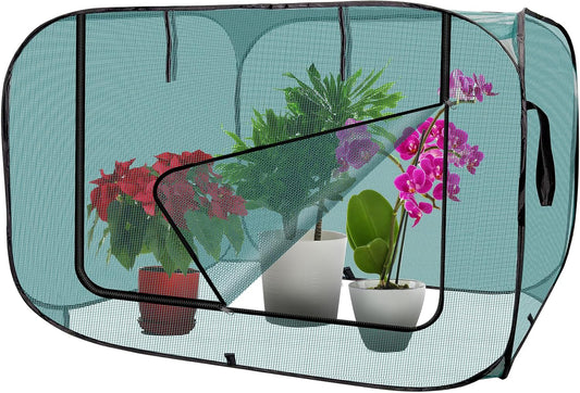 1 Pack 39 x 39 x 19in Pop-Up Garden Mesh Plant Cover with Zipper and Stakes