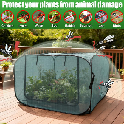 1 Pack 39 x 39 x 19in Pop-Up Garden Mesh Plant Cover with Zipper and Stakes