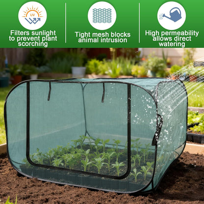 1 Pack 39 x 39 x 19in Pop-Up Garden Mesh Plant Cover with Zipper and Stakes