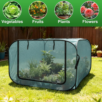 1 Pack 39 x 39 x 19in Pop-Up Garden Mesh Plant Cover with Zipper and Stakes