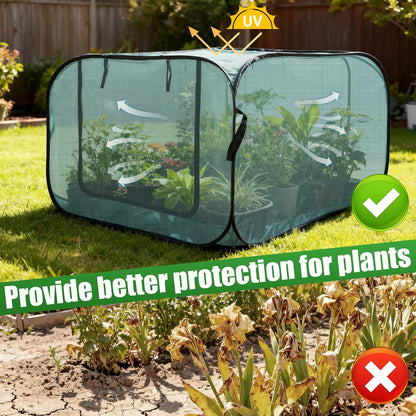 1 Pack 39 x 39 x 19in Pop-Up Garden Mesh Plant Cover with Zipper and Stakes