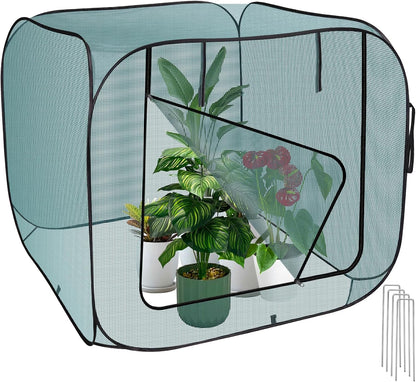 1 Pack 39 x 39 x 19in Pop-Up Garden Mesh Plant Cover with Zipper and Stakes