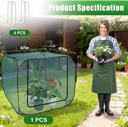 1 Pack 39 x 39 x 19in Pop-Up Garden Mesh Plant Cover with Zipper and Stakes