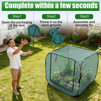 1 Pack 39 x 39 x 19in Pop-Up Garden Mesh Plant Cover with Zipper and Stakes