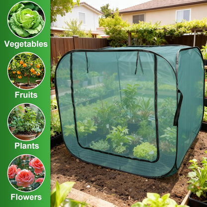 1 Pack 39 x 39 x 19in Pop-Up Garden Mesh Plant Cover with Zipper and Stakes