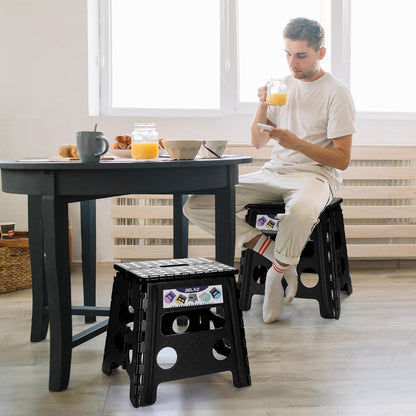 Folding Step Stool 13 Inch,300 Lbs Step Stool for Adults Black