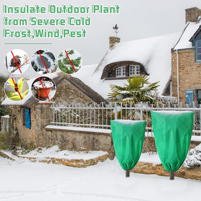 4 Pcs Plant Covers Freeze Protection Reusable Plant Protector with Zipper and Drawstring, Winter Bush Covers Freeze Protection from Cold Sun Frost Wind (32" X 47" + 47" X 71",Green)