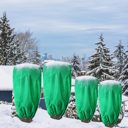 4 Pcs Plant Covers Freeze Protection Reusable Plant Protector with Zipper and Drawstring, Winter Bush Covers Freeze Protection from Cold Sun Frost Wind (32" X 47" + 47" X 71",Green)