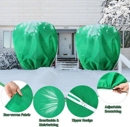 4 Pcs Plant Covers Freeze Protection Reusable Plant Protector with Zipper and Drawstring, Winter Bush Covers Freeze Protection from Cold Sun Frost Wind (32" X 47" + 47" X 71",Green)