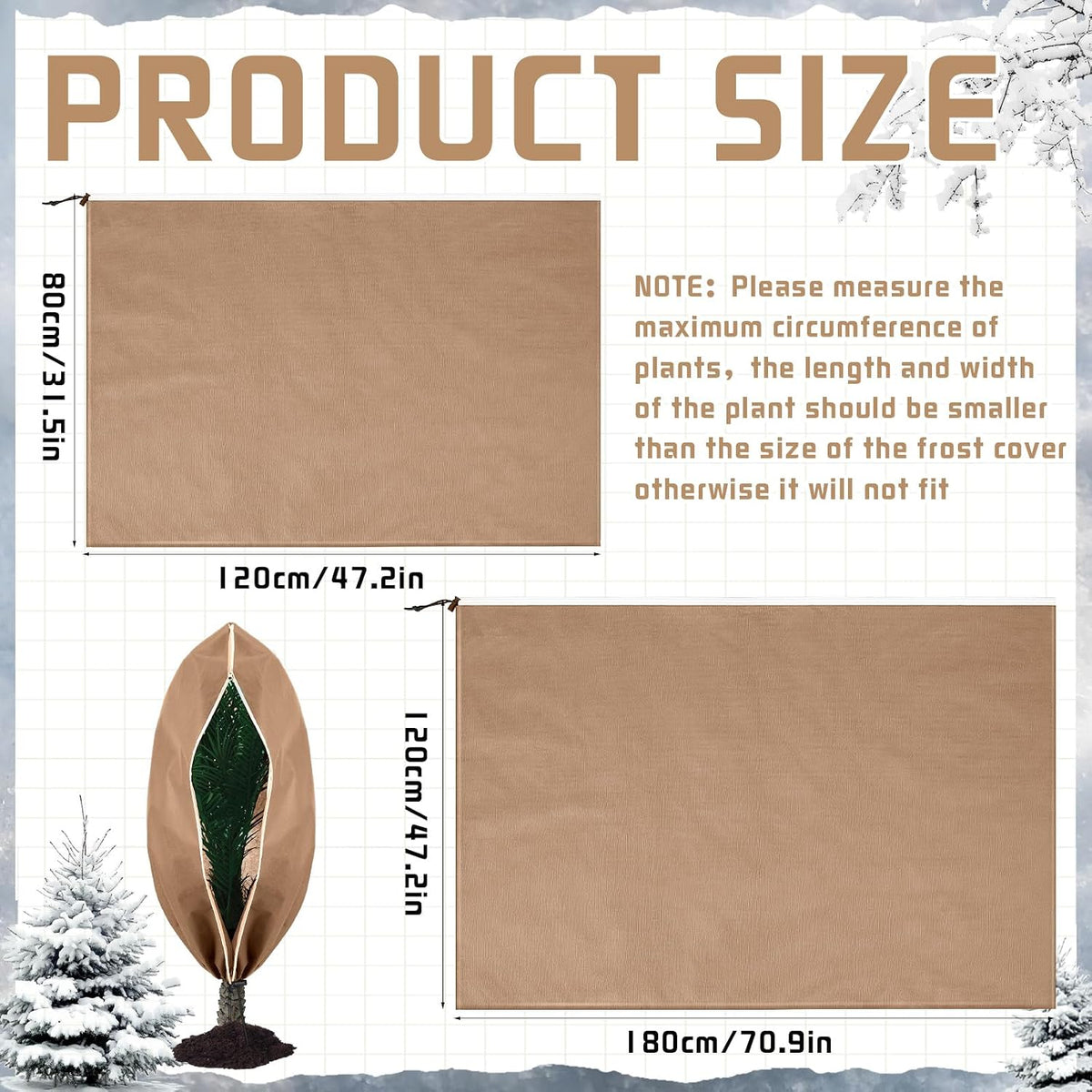 4 Pcs Plant Covers Freeze Protection Reusable Plant Protector with Zipper and Drawstring, Winter Bush Covers Freeze Protection from Cold Sun Frost Wind (32" X 47" + 47" X 71",Green)