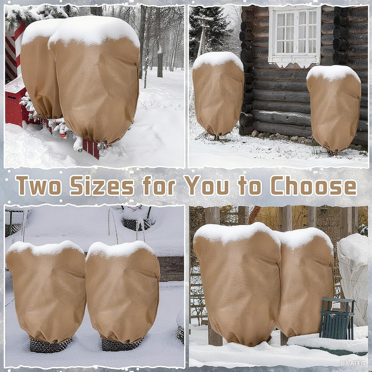 4 Pcs Plant Covers Freeze Protection Reusable Plant Protector with Zipper and Drawstring, Winter Bush Covers Freeze Protection from Cold Sun Frost Wind (32" X 47" + 47" X 71",Green)