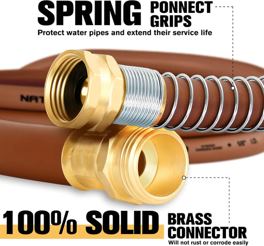 Heavy Duty Garden Hose 5/8" x 100ft, Flexible Lightweight Water Hose, Hybrid Rubber, NO Kink, 650 Burst PSI, Male to Female Fittings
