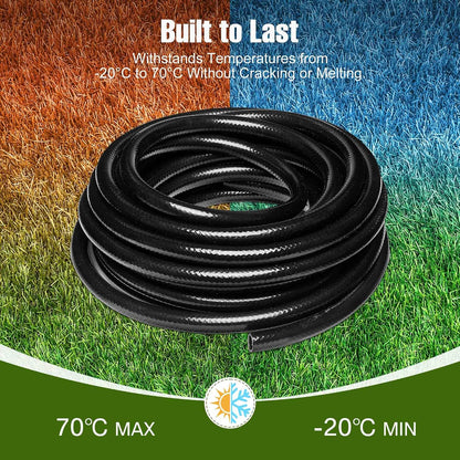 100FT 1/2 Inch Drip Irrigation Tubing with 10 Pack 1/2" to 1/4" Drip Irrigation Fittings, Drip Line Hose & Push-to-Fit 3-Way | 4-Way | 6-Way Splitter Connectors, for Drip Irrigation System
