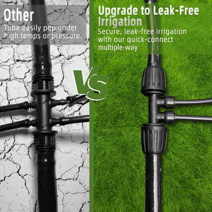 100FT 1/2 Inch Drip Irrigation Tubing with 10 Pack 1/2" to 1/4" Drip Irrigation Fittings, Drip Line Hose & Push-to-Fit 3-Way | 4-Way | 6-Way Splitter Connectors, for Drip Irrigation System