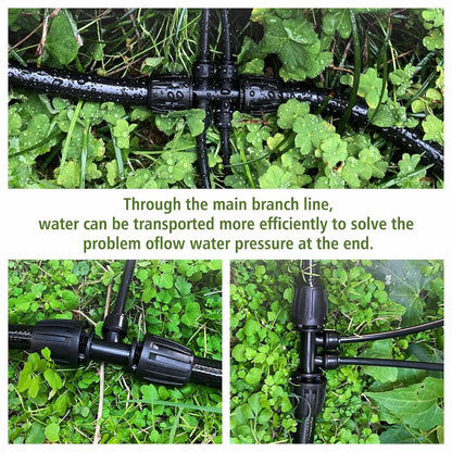 100FT 1/2 Inch Drip Irrigation Tubing with 10 Pack 1/2" to 1/4" Drip Irrigation Fittings, Drip Line Hose & Push-to-Fit 3-Way | 4-Way | 6-Way Splitter Connectors, for Drip Irrigation System