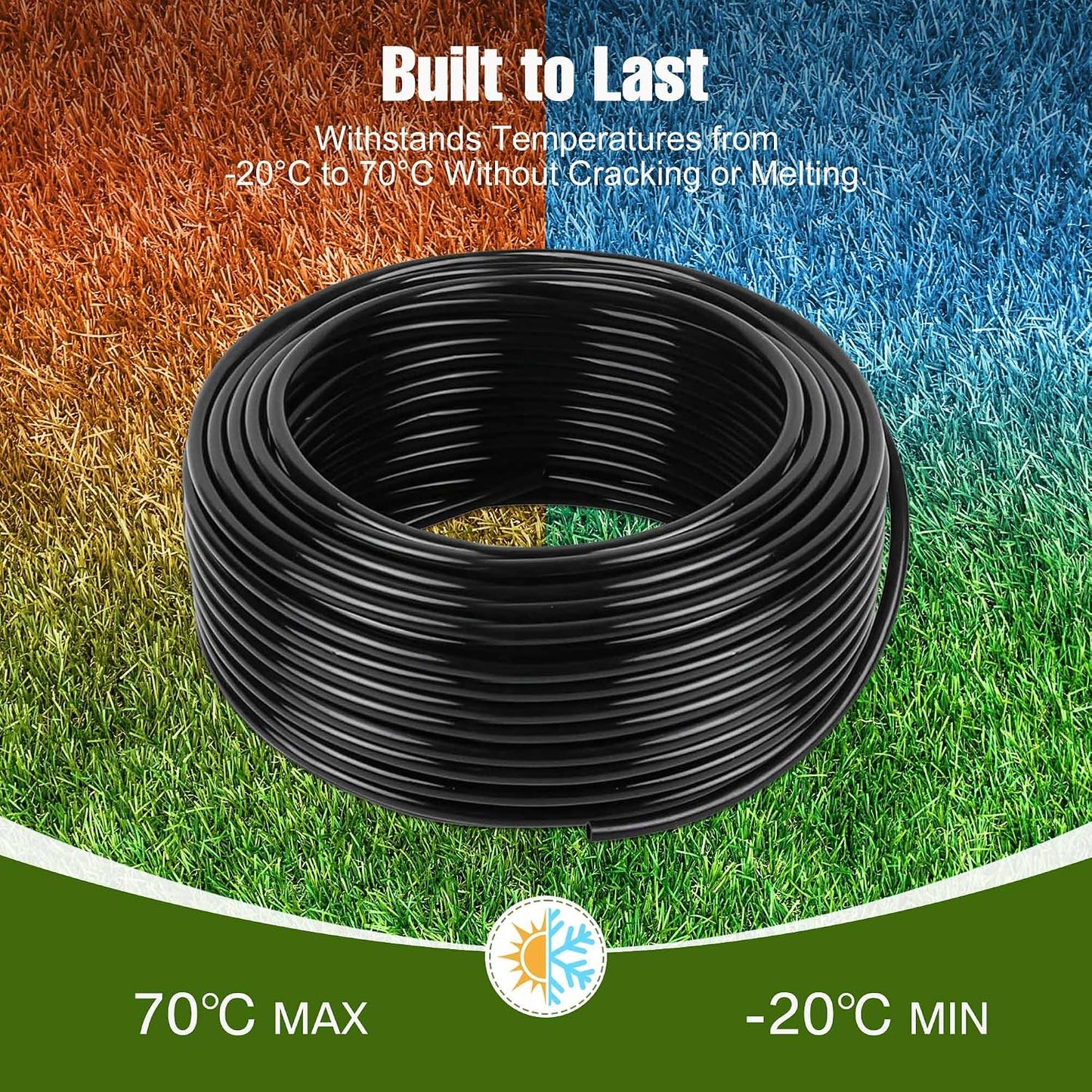 100FT 1/2 Inch Drip Irrigation Tubing with 10 Pack 1/2" to 1/4" Drip Irrigation Fittings, Drip Line Hose & Push-to-Fit 3-Way | 4-Way | 6-Way Splitter Connectors, for Drip Irrigation System
