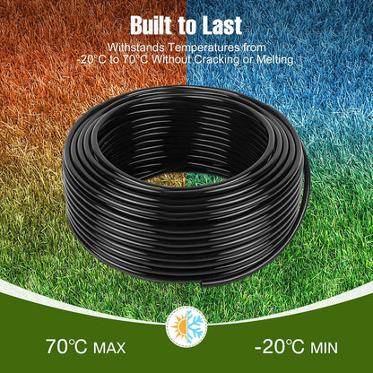 100FT 1/2 Inch Drip Irrigation Tubing with 10 Pack 1/2" to 1/4" Drip Irrigation Fittings, Drip Line Hose & Push-to-Fit 3-Way | 4-Way | 6-Way Splitter Connectors, for Drip Irrigation System