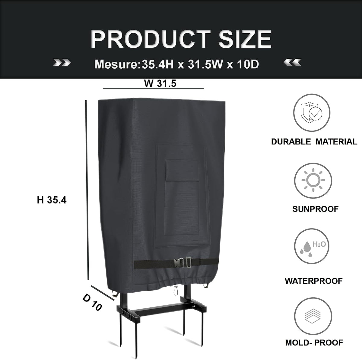 Garden Hose Holder Cover, Made with 100% Waterproof, Heavy Duty 500D Oxford Polyester Coated Tarpaulin for a Tighter Wrap and All Around Protection, 35.4″ x 10″ x 31.5″, Gray