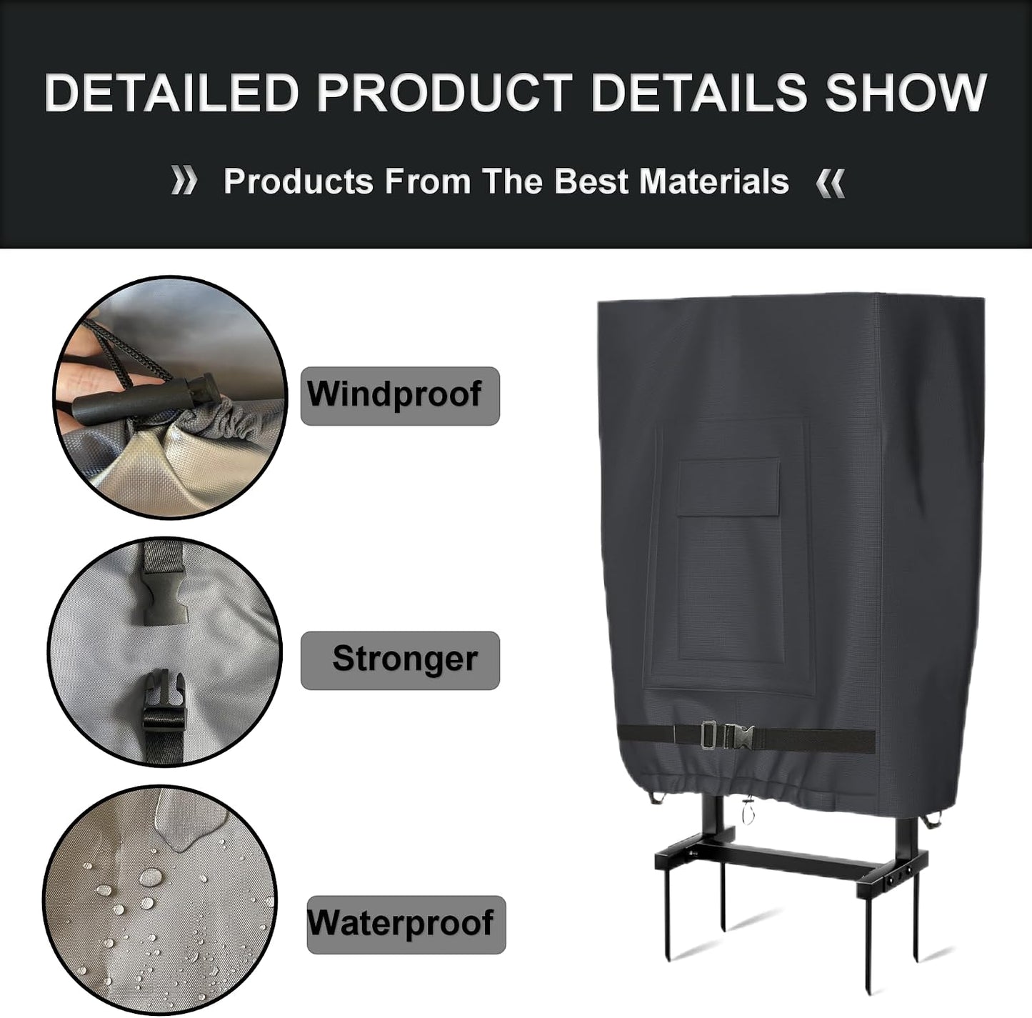 Garden Hose Holder Cover, Made with 100% Waterproof, Heavy Duty 500D Oxford Polyester Coated Tarpaulin for a Tighter Wrap and All Around Protection, 35.4″ x 10″ x 31.5″, Gray