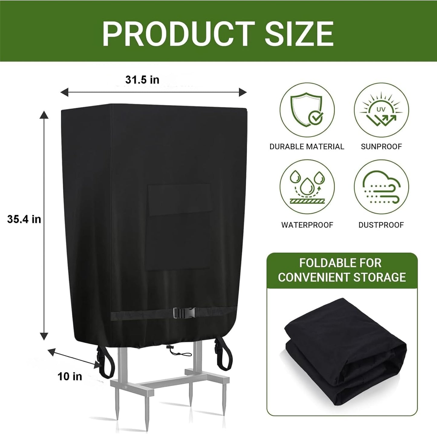 Garden Hose Holder Cover, Made with 100% Waterproof, Heavy Duty 500D Oxford Polyester Coated Tarpaulin for a Tighter Wrap and All Around Protection, 35.4″ x 10″ x 31.5″, Gray