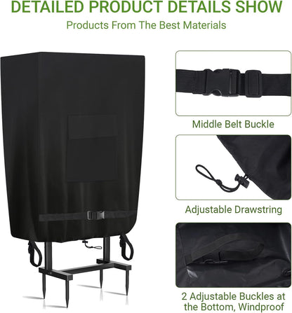 Garden Hose Holder Cover, Made with 100% Waterproof, Heavy Duty 500D Oxford Polyester Coated Tarpaulin for a Tighter Wrap and All Around Protection, 35.4″ x 10″ x 31.5″, Gray