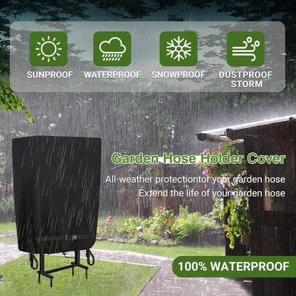 Garden Hose Holder Cover, Made with 100% Waterproof, Heavy Duty 500D Oxford Polyester Coated Tarpaulin for a Tighter Wrap and All Around Protection, 35.4″ x 10″ x 31.5″, Gray