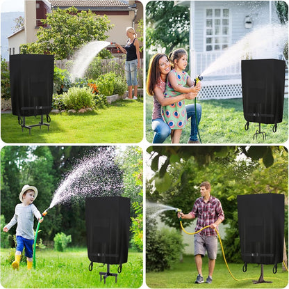 Garden Hose Holder Cover, Made with 100% Waterproof, Heavy Duty 500D Oxford Polyester Coated Tarpaulin for a Tighter Wrap and All Around Protection, 35.4″ x 10″ x 31.5″, Gray