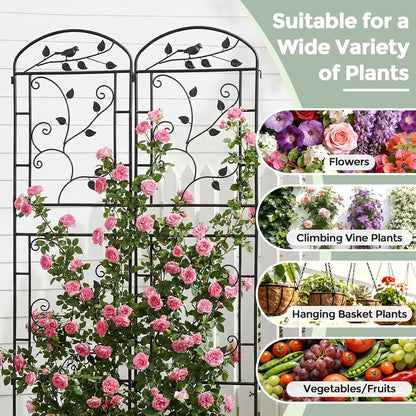 Garden Trellis for Climbing Plants, 4 Pack 71x20 in Metal Lattice Panel with Black Coating, Tall Climbing Support for Rose Vines Clematis Flowers Vegetables Fruits - Plant Trellis Outdoor