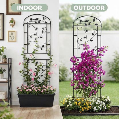 Garden Trellis for Climbing Plants, 4 Pack 71x20 in Metal Lattice Panel with Black Coating, Tall Climbing Support for Rose Vines Clematis Flowers Vegetables Fruits - Plant Trellis Outdoor
