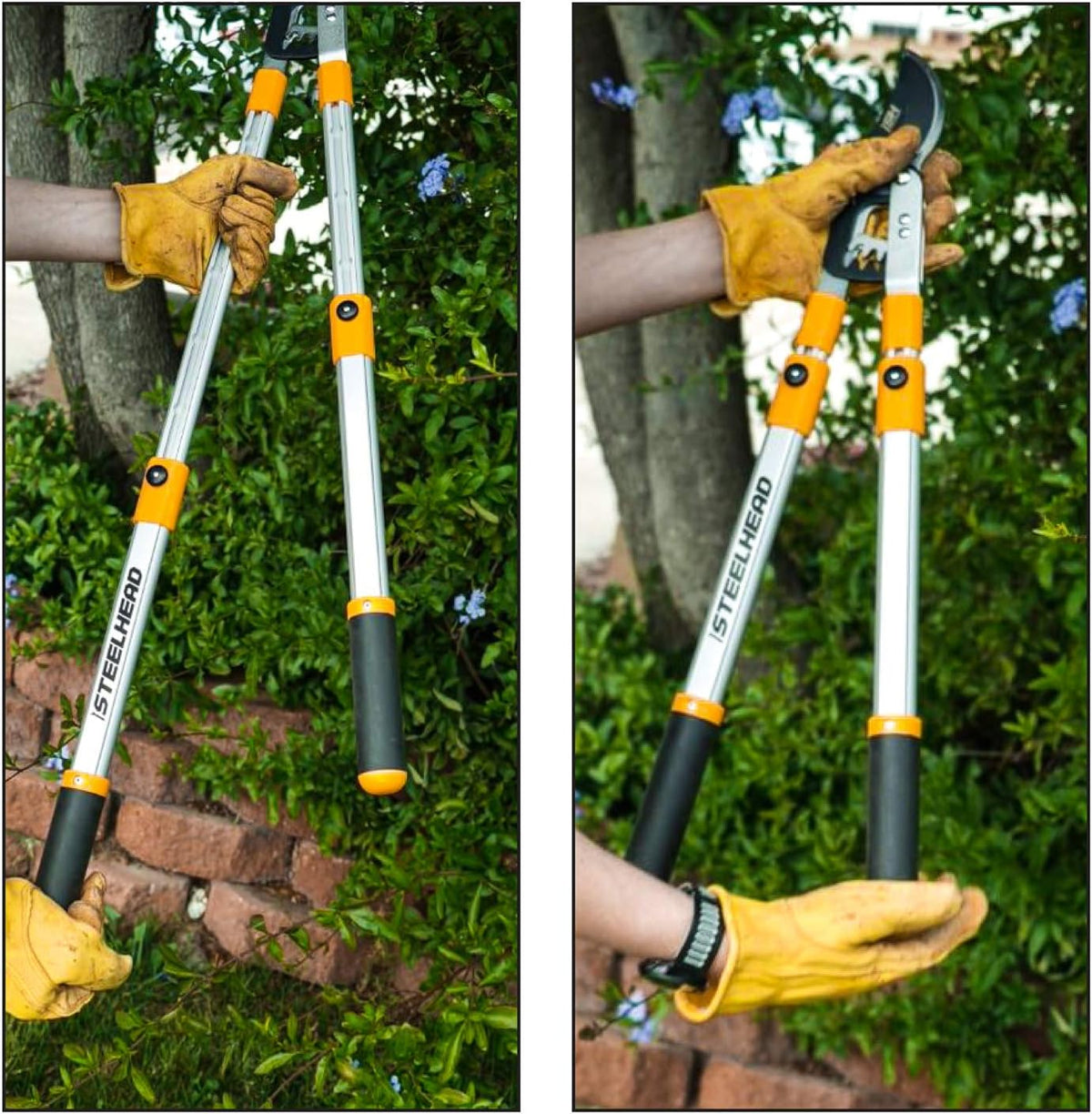 STEELHEAD Heavy-Duty 27-40" Adjustable Gear-Bypass Limb & Branch Lopper, Telescoping Extendable Handles, Ratcheting, Cuts Up to 1-3/4”, Secateurs, Shock-Absorbing, Effort-Saving, USA-Based Support